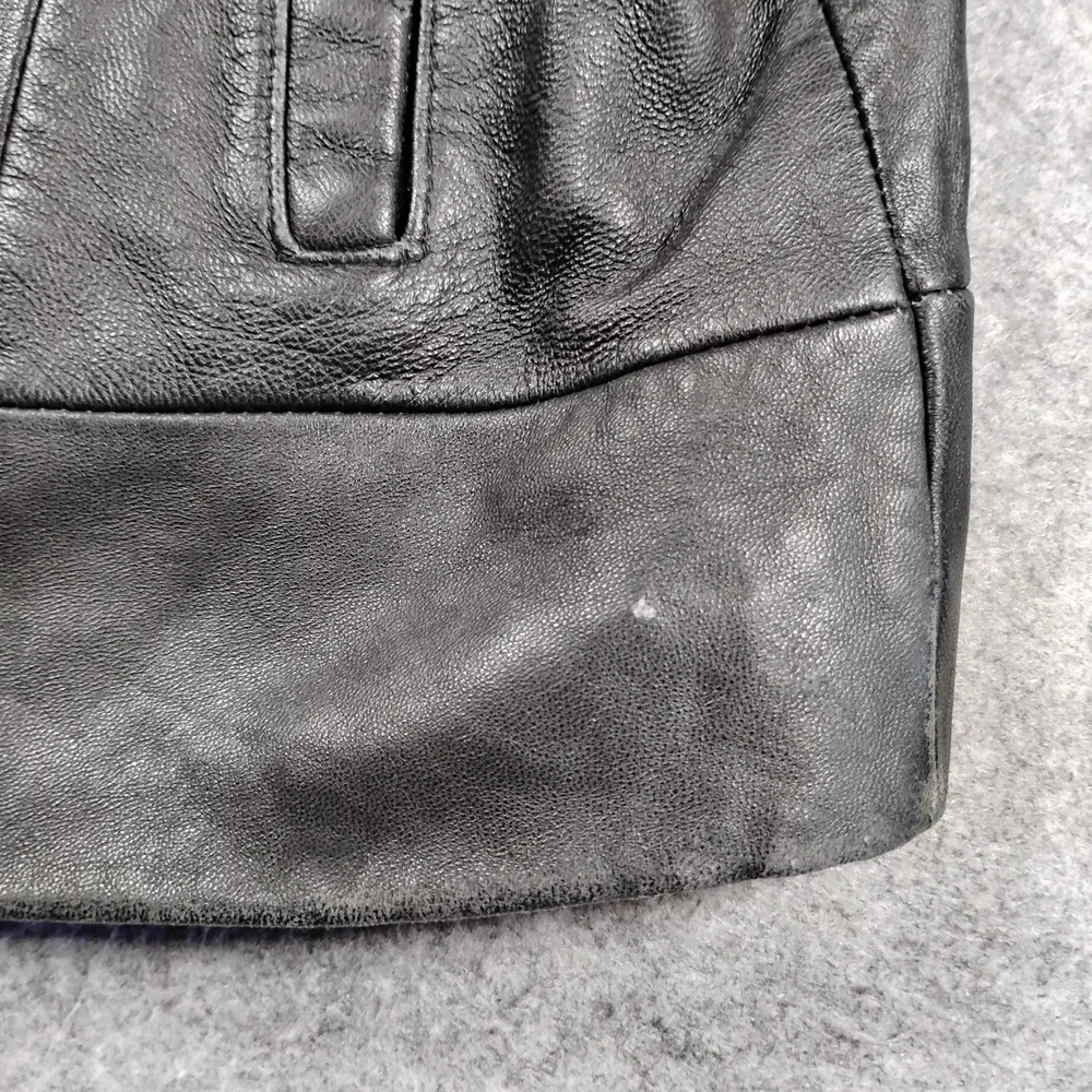 Mixit Womens Black Genuine Leather Moto Jacket Stand Collar Full Zip Size‎ Large